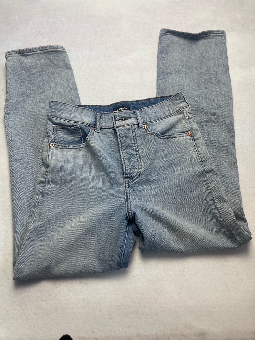 Express Women’s Straight Ankle High Rise Jeans in Faded Blue Size 0 R